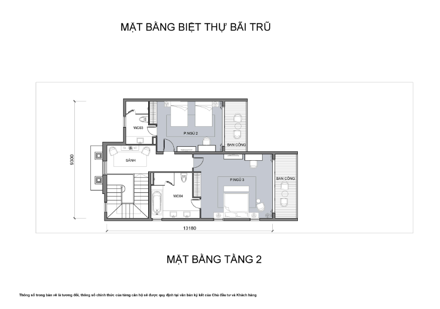 mat bang biet thu 2 tang 3 phong ngu tai vinpearl bai tru2